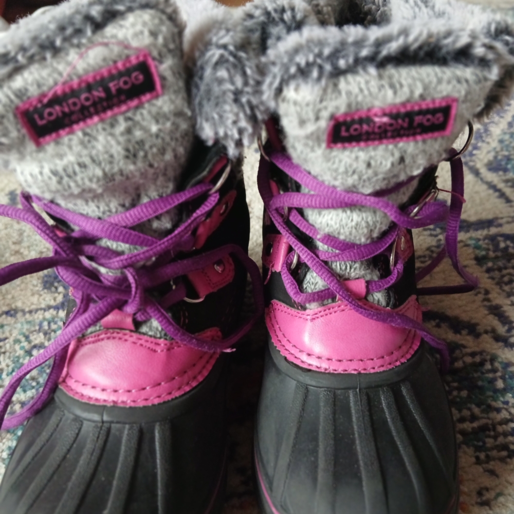 London Fog Girls' Pink & Black Winter Boots Kids Size 13